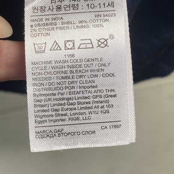 Gap Kids Girls Blue Metallic Print Long Sleeve Cotton Trapeze Dress Size L 10 - Picture 6 of 6